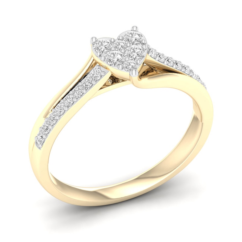 Main Image 3 of 14K Gold Plated 1/4 CT. T.W. Lab-Grown Diamond Cluster Heart Ring