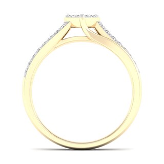 14K Gold Plated 1/4 CT. T.W. Lab-Grown Diamond Cluster Heart Ring