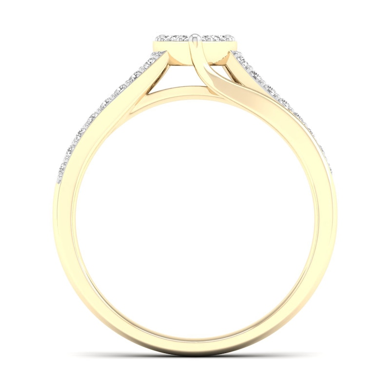 Main Image 4 of 14K Gold Plated 1/4 CT. T.W. Lab-Grown Diamond Cluster Heart Ring