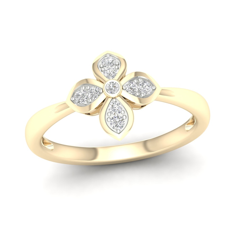 Main Image 1 of 14K Gold Plated 1/15 CT. T.W. Lab-Grown Diamond Clover Ring
