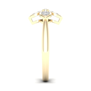 14K Gold Plated 1/15 CT. T.W. Lab-Grown Diamond Clover Ring