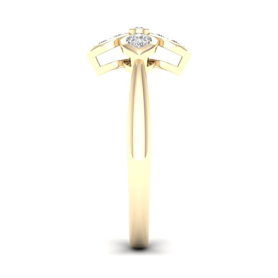 14K Gold Plated 1/15 CT. T.W. Lab-Grown Diamond Clover Ring