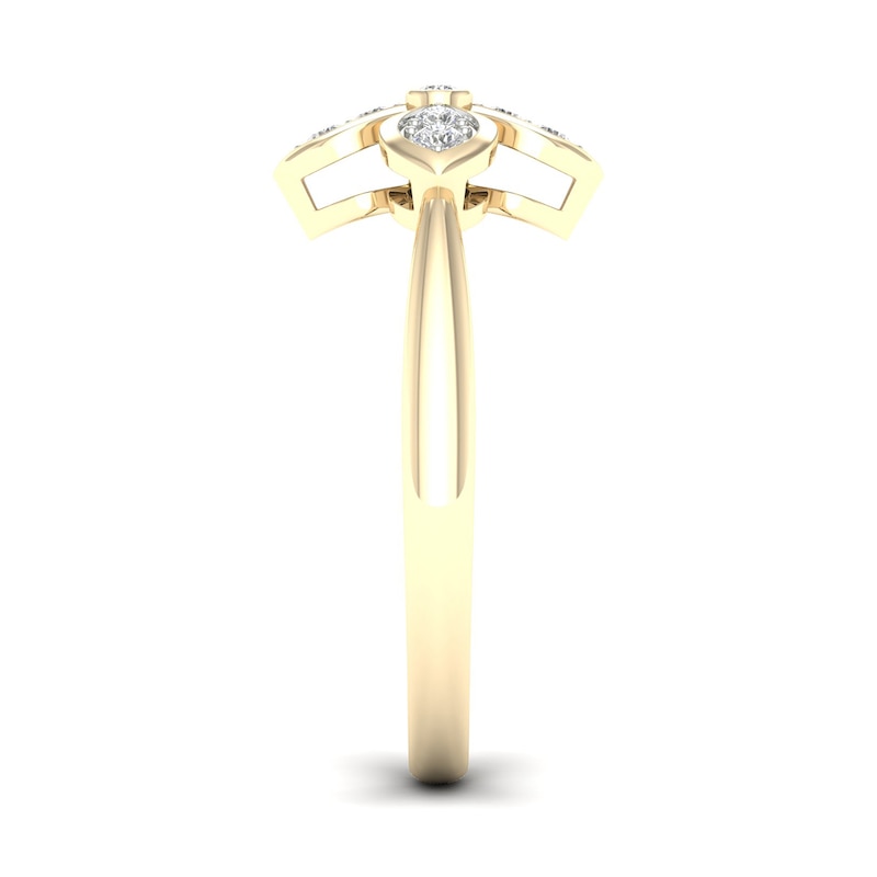 Main Image 2 of 14K Gold Plated 1/15 CT. T.W. Lab-Grown Diamond Clover Ring