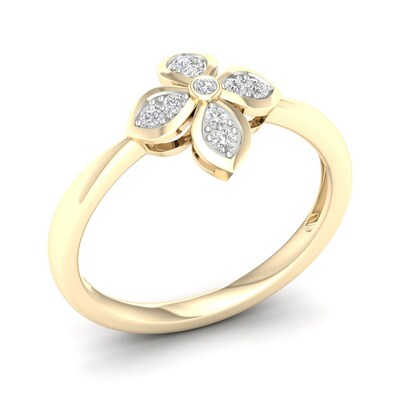 14K Gold Plated 1/15 CT. T.W. Lab-Grown Diamond Clover Ring