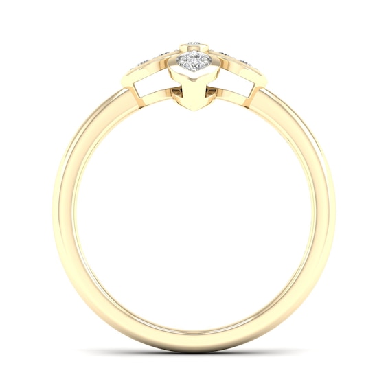 14K Gold Plated 1/15 CT. T.W. Lab-Grown Diamond Clover Ring