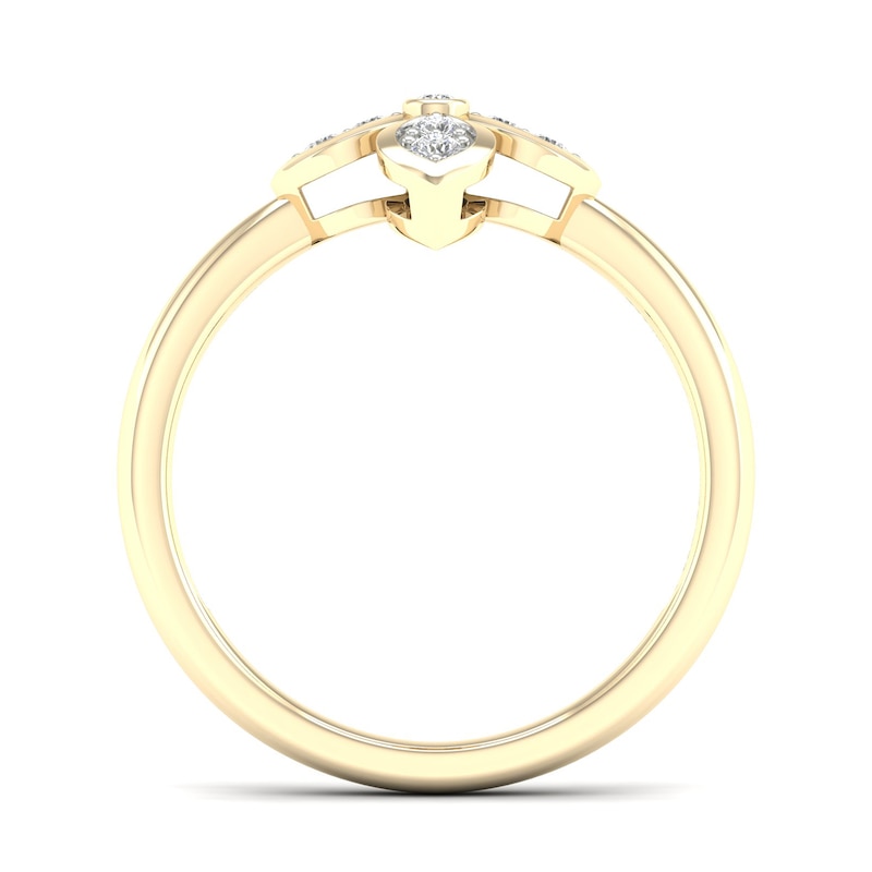 Main Image 4 of 14K Gold Plated 1/15 CT. T.W. Lab-Grown Diamond Clover Ring