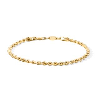 10K Hollow Bonded Gold Rope Chain Bracelet - 7"