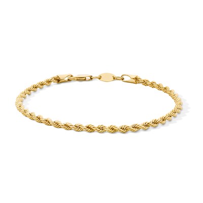 10K Hollow Bonded Gold Rope Chain Bracelet - 7"