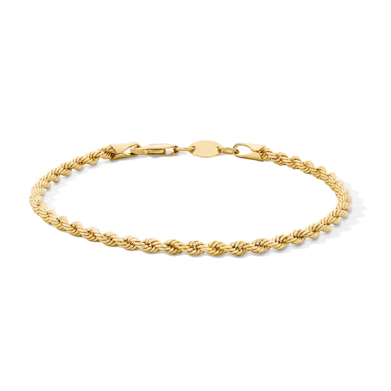 10K Hollow Bonded Gold Rope Chain Bracelet - 7"
