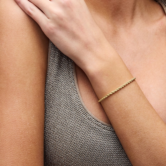 10K Hollow Bonded Gold Rope Chain Bracelet - 7"