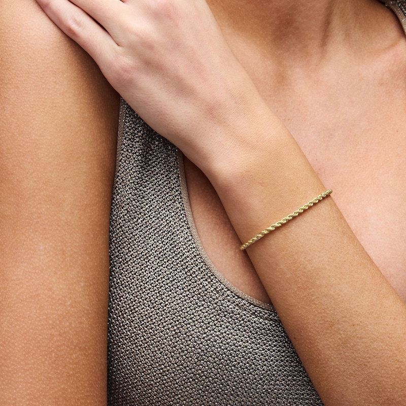 Main Image 2 of 10K Hollow Bonded Gold Rope Chain Bracelet - 7"