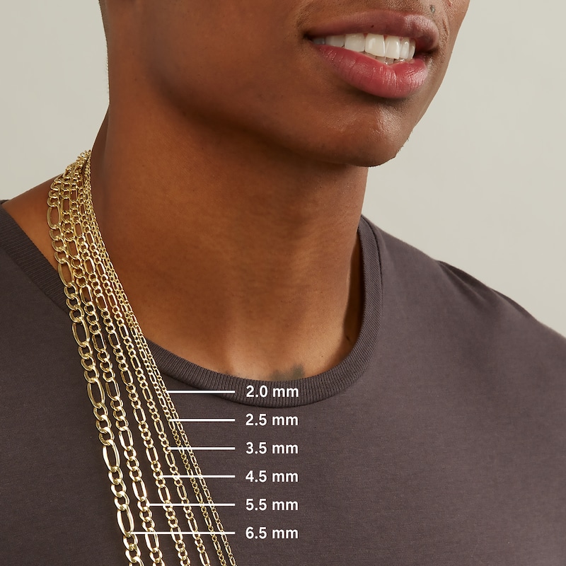 Main Image 6 of 10K Hollow Gold Bonded Figaro Chain - 22″