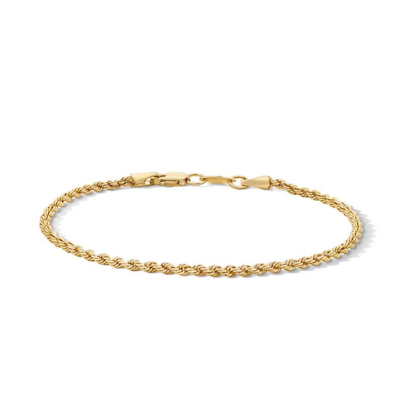 Main Image 1 of 10K Hollow Bonded Gold Rope Chain Bracelet - 7"