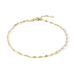 10K Gold Bonded Mirrored Flat Link Chain Anklet - 9” + 1"
