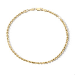 10K Hollow Gold Bonded Rope Chain Anklet - 9" + 1"