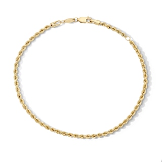 10K Hollow Gold Bonded Rope Chain Anklet - 9" + 1"