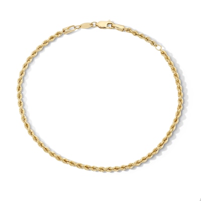 10K Hollow Gold Bonded Rope Chain Anklet - 9" + 1"