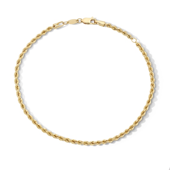 10K Hollow Gold Bonded Rope Chain Anklet - 9" + 1"