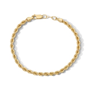 10K Hollow Gold Bonded Rope Chain Bracelet - 8"