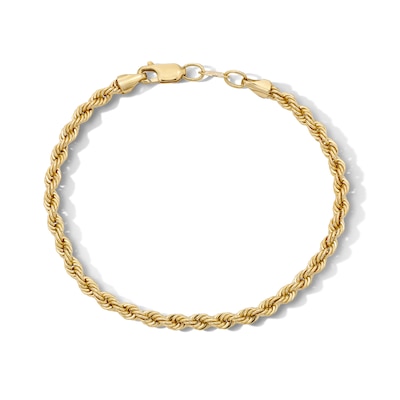 10K Hollow Gold Bonded Rope Chain Bracelet - 8"