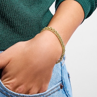 10K Hollow Gold Bonded Rope Chain Bracelet - 8"