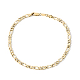 10K Hollow Gold Bonded Figaro Chain Anklet - 10"