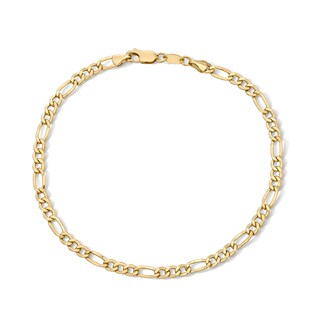 10K Hollow Gold Bonded Figaro Chain Anklet - 10"
