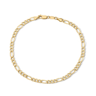 10K Hollow Gold Bonded Figaro Chain Anklet - 10"