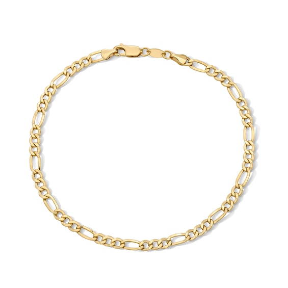 10K Hollow Gold Bonded Figaro Chain Anklet - 10"