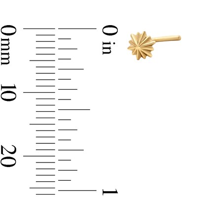14K Solid Gold Starburst L-Shaped Nose Stud - 20G 3/16"