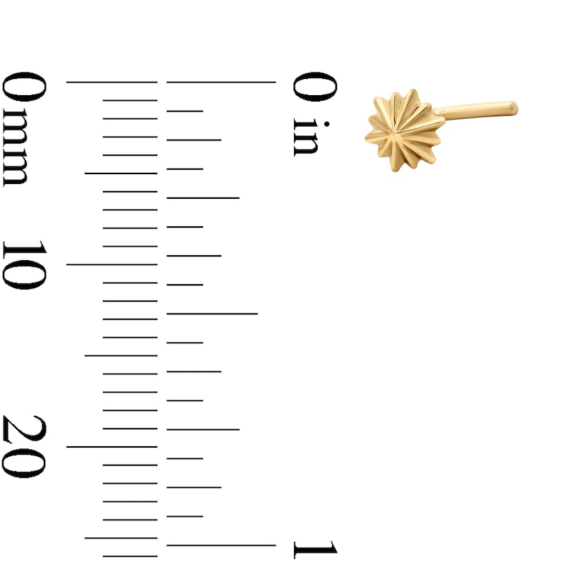 Main Image 2 of 14K Solid Gold Starburst L-Shaped Nose Stud - 20G 1/8"