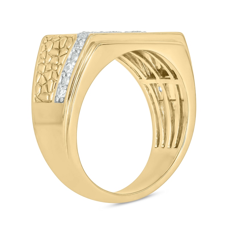 Main Image 2 of 14K Gold Plated 1/2 CT. T.W. Lab-Grown Diamond Three Row Nugget Ring - Size 10