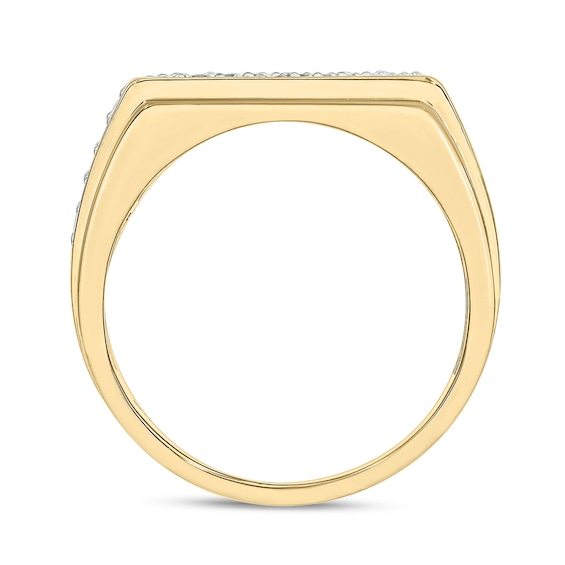 14K Gold Plated 1/2 CT. T.W. Lab-Grown Diamond Three Row Nugget Ring - Size 10