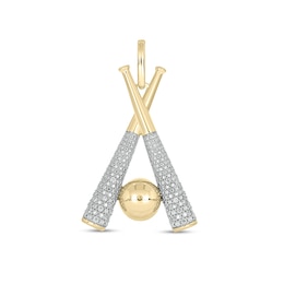 14K Gold Plated 1/6 CT. T.W. Lab-Grown Diamond Baseball Necklace Charm