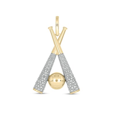 14K Gold Plated 1/6 CT. T.W. Lab-Grown Diamond Baseball Necklace Charm