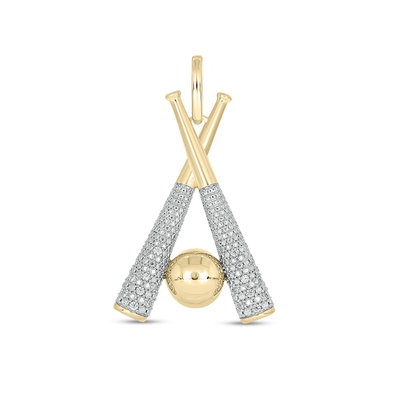 14K Gold Plated 1/6 CT. T.W. Lab-Grown Diamond Baseball Necklace Charm