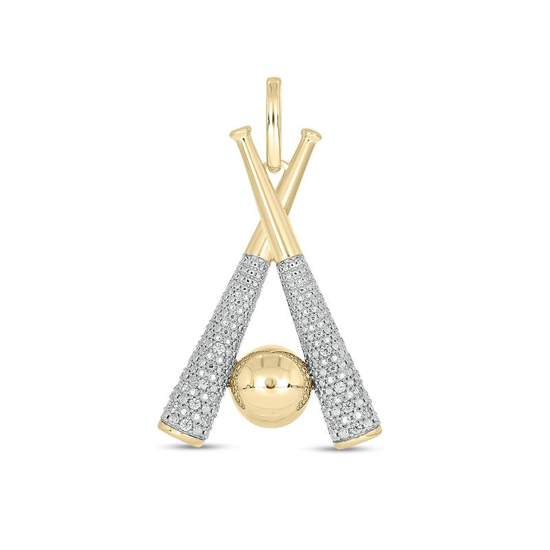 14K Gold Plated 1/6 CT. T.W. Lab-Grown Diamond Baseball Necklace Charm