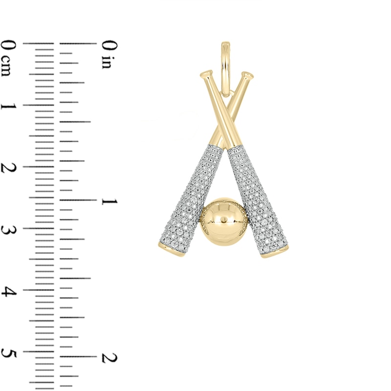 Main Image 2 of 14K Gold Plated 1/6 CT. T.W. Lab-Grown Diamond Baseball Necklace Charm