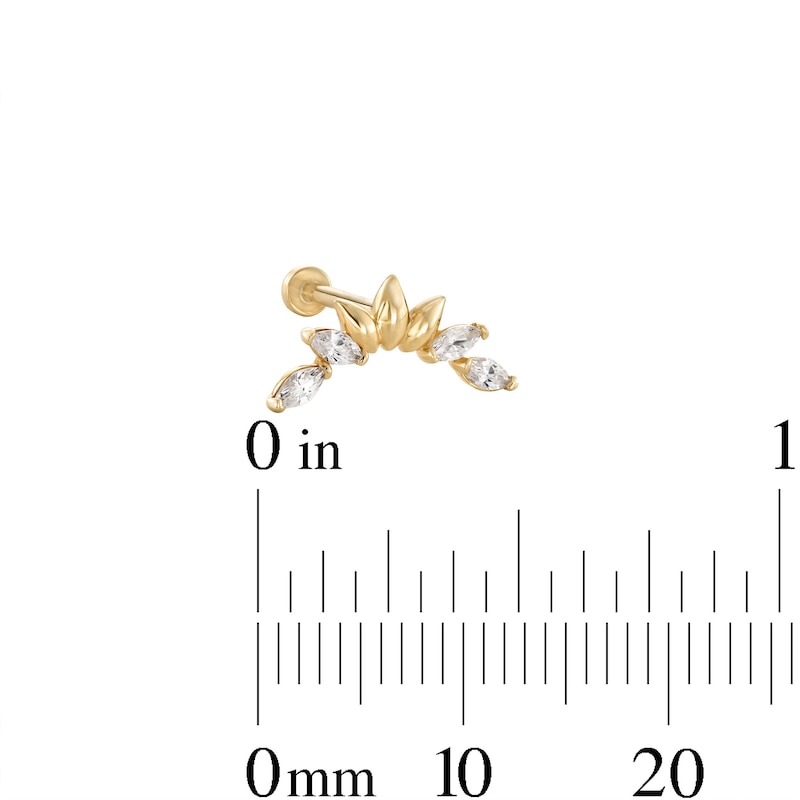 Main Image 2 of 14K Gold CZ Marquise Crawler Stud - 18G 5/16"
