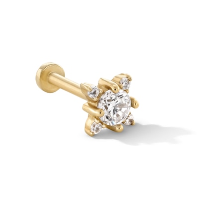 14K Gold CZ Multi-Stone Star Stud - 18G 5/16"