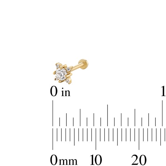 14K Gold CZ Multi-Stone Star Stud - 18G 5/16"