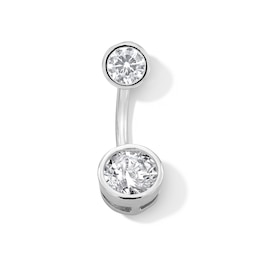Solid Stainless Steel CZ Belly Button Ring - 14G 7/16"