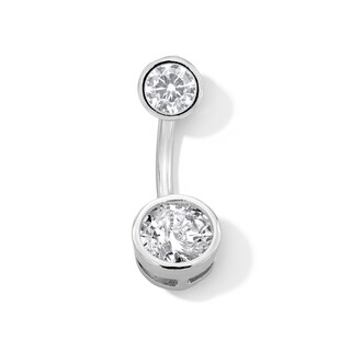 Solid Stainless Steel CZ Belly Button Ring - 14G 7/16"