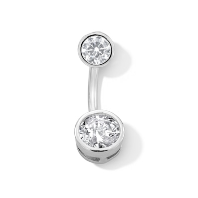 Solid Stainless Steel CZ Belly Button Ring - 14G 7/16"