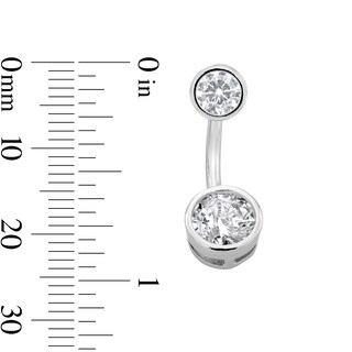Solid Stainless Steel CZ Belly Button Ring - 14G 7/16"