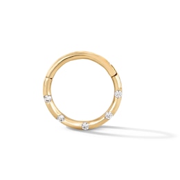 14K Gold CZ Mini Stone Clicker Hoop - 16G 3/8"