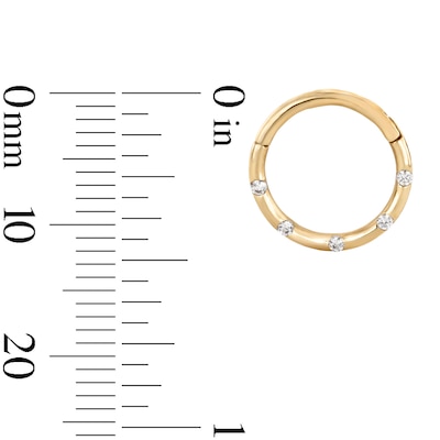 14K Gold CZ Mini Stone Clicker Hoop - 16G 3/8"