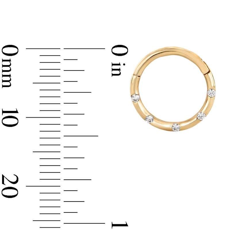 Main Image 2 of 14K Gold CZ Mini Stone Clicker Hoop - 16G 3/8"