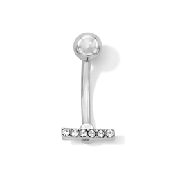 Solid Stainless Steel Crystal Bar Belly Button Ring - 14G 7/16"