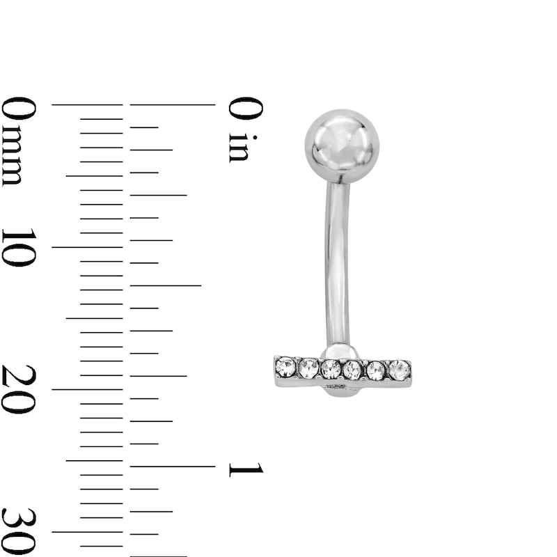 Main Image 2 of Solid Stainless Steel Crystal Bar Belly Button Ring - 14G 7/16"